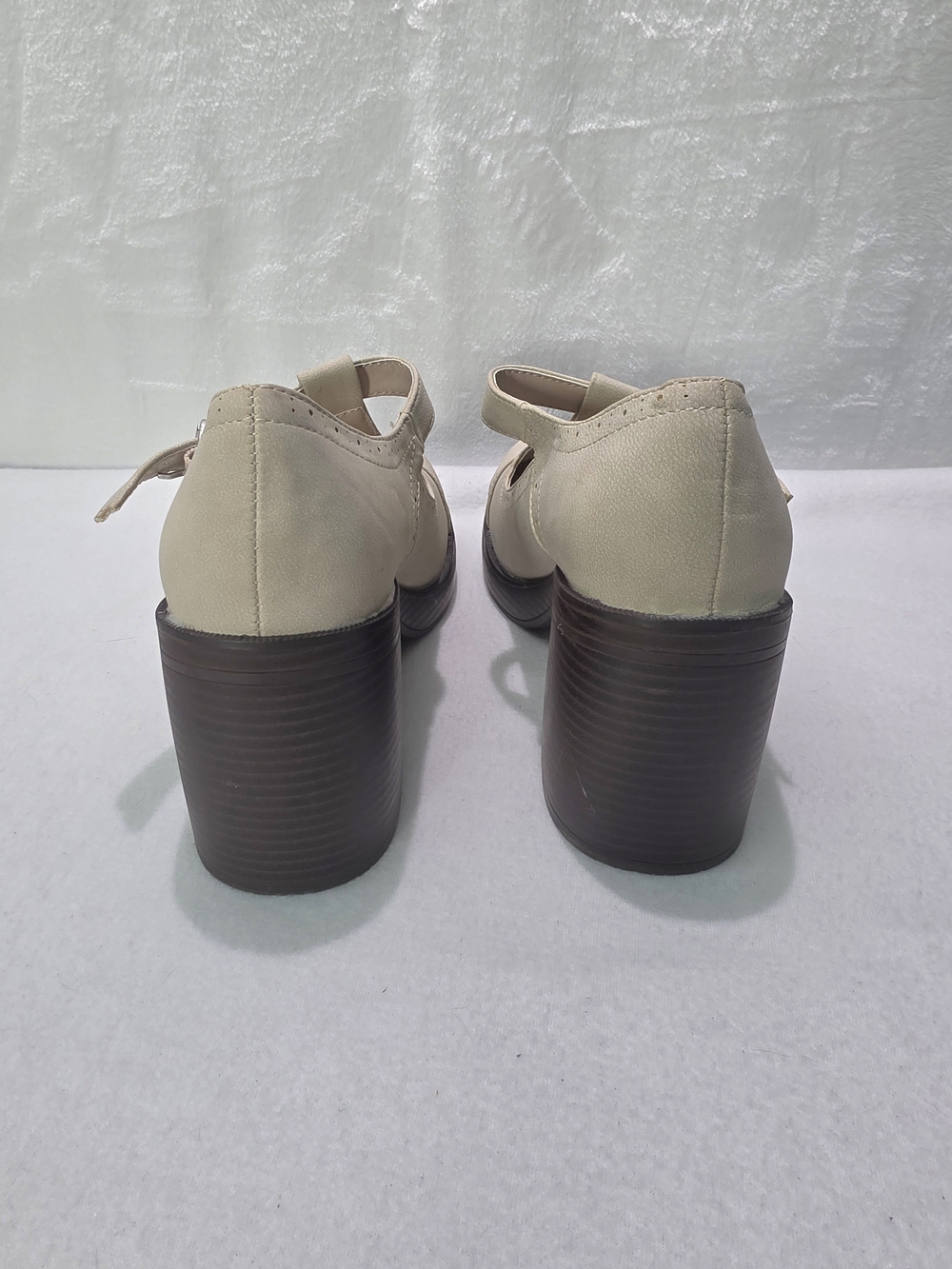 Maurices Cream T-Strap Chunky Heel Pumps - Picture 4 of 9